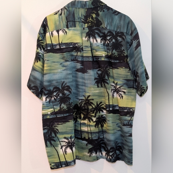 Hilo Hattie Hawaiian Shirt Mens XL Blue Floral Silk Aloha Made In USA Vintage 90 - Picture 5 of 6